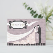 Elegant Doves, Bride & Groom RSVP Wedding (Staand voorkant)