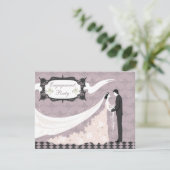 Elegant Doves, Bride & Groom Vector Verloving Kaart (Staand voorkant)