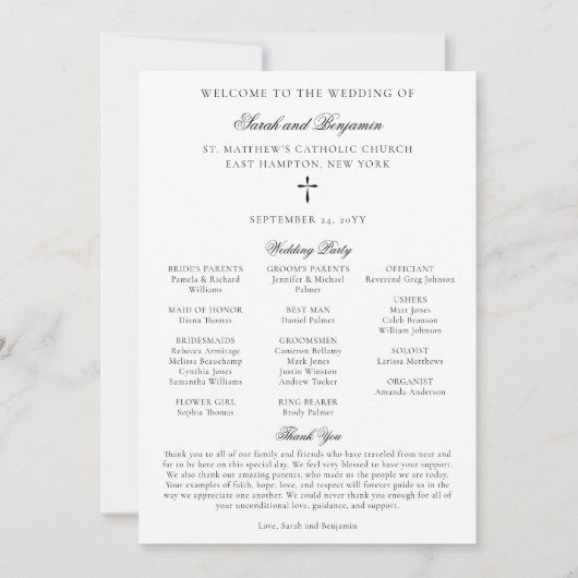 Elegant Downloadable Katholiek Huwelijksmassa Prog Kaart (Voorkant)