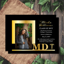 Elegant Dr. MD Caduceus Foto Afstuderen Black