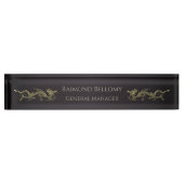 Elegant Dragon Black Metallic Desk Naambordje (Voorkant)