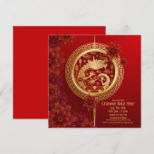 Elegant Dragon Chinees Nieuwjaar Kaart (Voorkant / Achterkant)