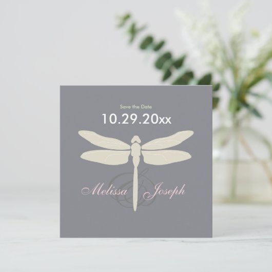 Elegant Dragon Fly Save the Date (Staand voorkant)