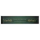 Elegant Dragon Green Metallic Desk Naambordje (Voorkant)