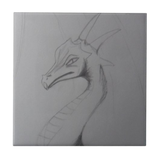 Elegant Dragon Tekening Tegeltje (Voorkant)