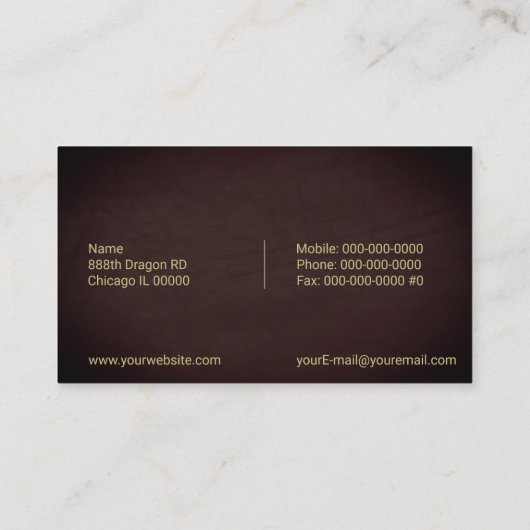 Elegant Dragon Visitekaartje (Achterkant)