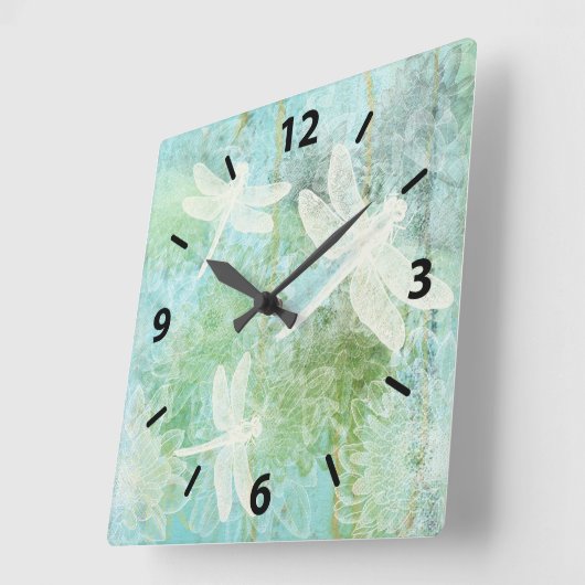 Elegant Dragonflies Art Vierkante Klok (Hoek)