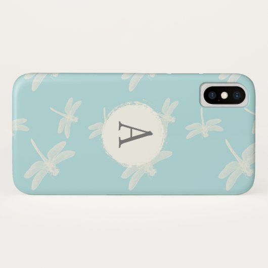 Elegant Dragonflies Blue Monogram Case-Mate iPhone Case (Achterkant (horizontaal))