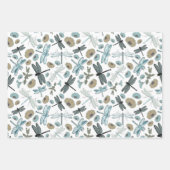 Elegant Dragonflies Blue Pattern Inpakpapier Vel (Voorkant 3)