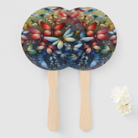 Elegant Dragonflies  Handwaaier (Voorkant en achterkant)