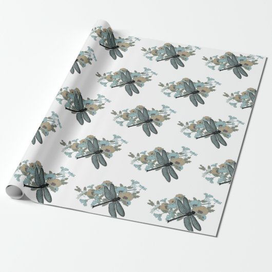 Elegant Dragonflies Patroon Cadeaupapier (Uitgerold)