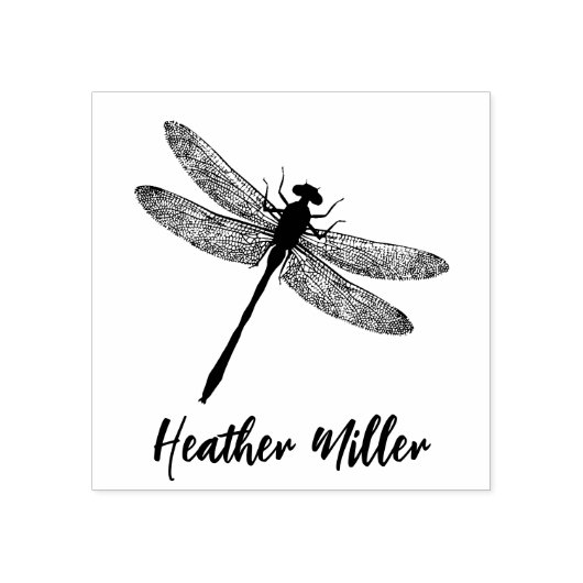 Elegant Dragonfly Aangepaste naam Handtekening Rubberstempel (Afrduk)