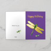 Elegant Dragonfly Dark Paarse Folie Birthday Kaart (Buiten Laag)