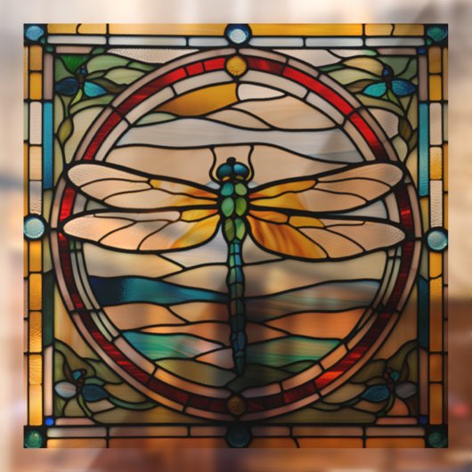 Elegant Dragonfly Faux Glas in lood Raamsticker (Vel 2)