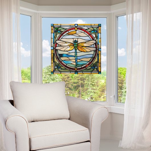Elegant Dragonfly Faux Glas in lood Raamsticker