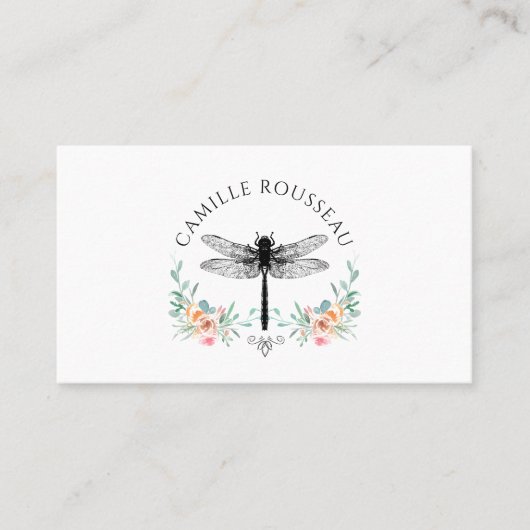 Elegant Dragonfly Floral Calling Card Contactkaartje (Voorkant)