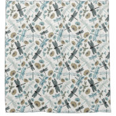 Elegant Dragonfly Floral Pattern Douchegordijn (Voorkant)