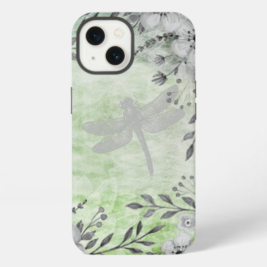 Elegant Dragonfly Floral Pattern iPhone Hoesje (Achterkant)