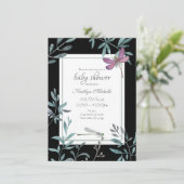 Elegant Dragonfly Garden Greenery Baby shower Kaart (Staand voorkant)