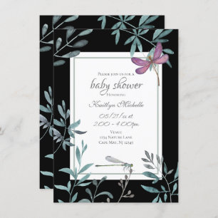 Elegant Dragonfly Garden Greenery Baby shower Kaart