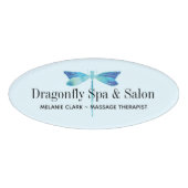 Elegant Dragonfly Logo Blue & Aqua Waterverf Naambadge (Voorkant)