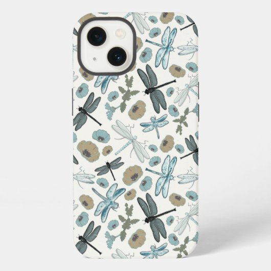 Elegant Dragonfly Pattern iPhone Hoesje (Achterkant)