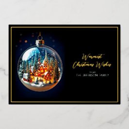 Elegant Dramatic Christmas scenery in bauble Gold Folie Feestdagenkaart
