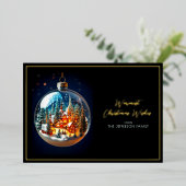 Elegant Dramatic Christmas scenery in bauble Gold Folie Feestdagenkaart (Staand Voorkant)