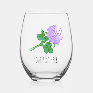 Elegant drawing of a violet rose wijnglas zonder voet