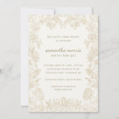 Elegant Drawn Floral Ivory Baby shower Kaart (Voorkant)