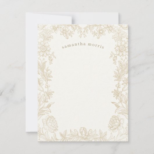 Elegant Drawn Floral Ivory Notitiekaartje (Voorkant)