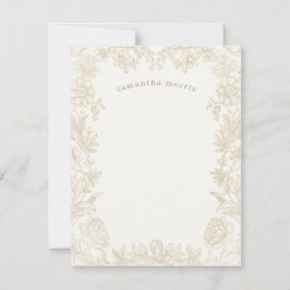 Elegant Drawn Floral Ivory Notitiekaartje