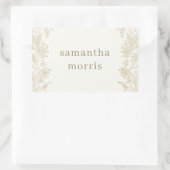 Elegant Drawn Floral Ivory Rechthoekige Sticker (Tas)