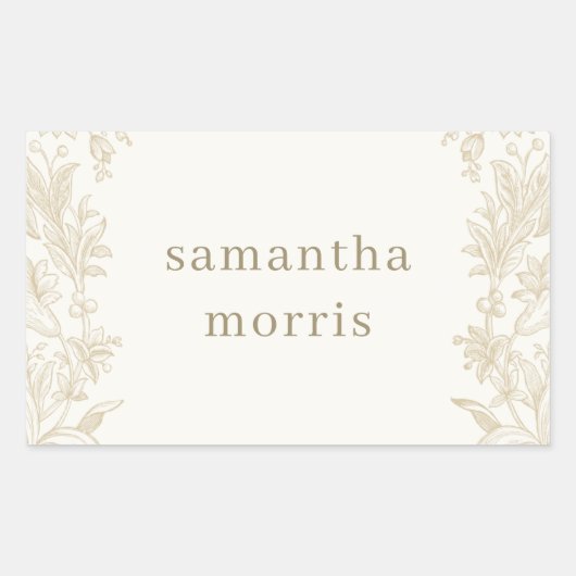 Elegant Drawn Floral Ivory Rechthoekige Sticker (Voorkant)