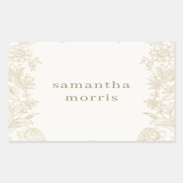 Elegant Drawn Floral Ivory Rechthoekige Sticker
