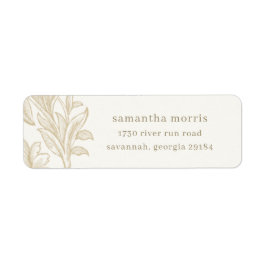 Elegant Drawn Floral Ivory Return Address Etiket