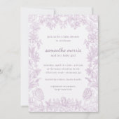 Elegant Drawn Floral Lavender Baby shower Kaart (Voorkant)