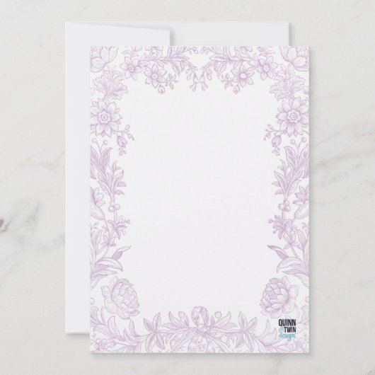 Elegant Drawn Floral Lavender Baby shower Kaart (Achterkant)