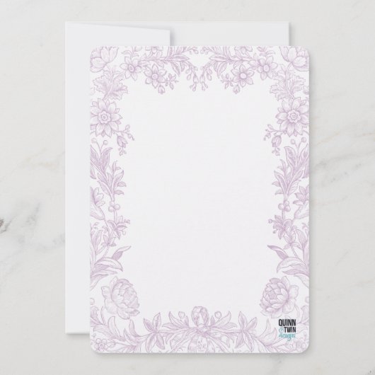 Elegant Drawn Floral Lavender Birth Aankondiging (Achterkant)