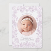 Elegant Drawn Floral Lavender Birth Aankondiging (Voorkant)