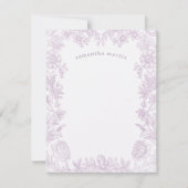 Elegant Drawn Floral Lavender Notitiekaartje (Voorkant)