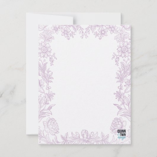 Elegant Drawn Floral Lavender Notitiekaartje (Achterkant)