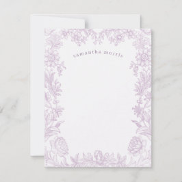 Elegant Drawn Floral Lavender Notitiekaartje