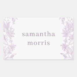 Elegant Drawn Floral Lavender Rechthoekige Sticker