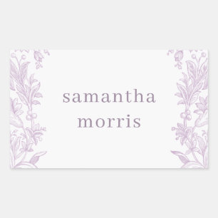 Elegant Drawn Floral Lavender Rechthoekige Sticker