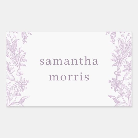 Elegant Drawn Floral Lavender Rechthoekige Sticker (Voorkant)