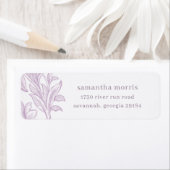 Elegant Drawn Floral Lavender Return Address Etiket (Insitu)