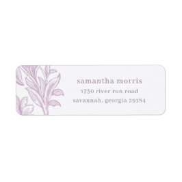 Elegant Drawn Floral Lavender Return Address Etiket