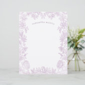 Elegant Drawn Floral Lavender Writing Paper (Staand voorkant)