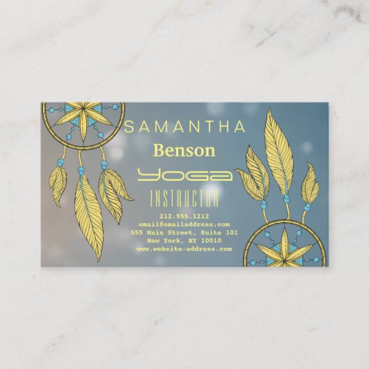 Elegant Dream Catcher Feathers Yoga Instructor Bu Visitekaartje (Voorkant)